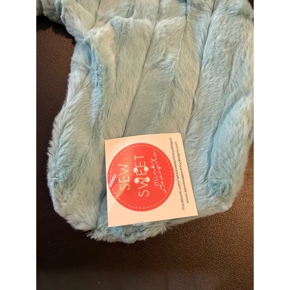Sew Sweet Minky Designs Travel Neck Pillow Cover Light Blue Plush Luxury NEW